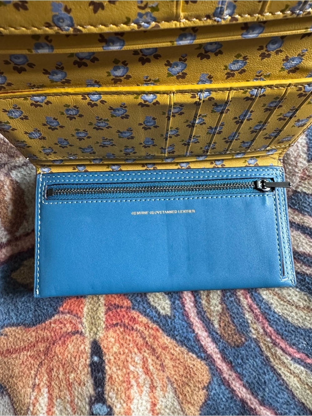 Coach Teal Blue Leather Snap Card Wallet - Picture 5 of 6